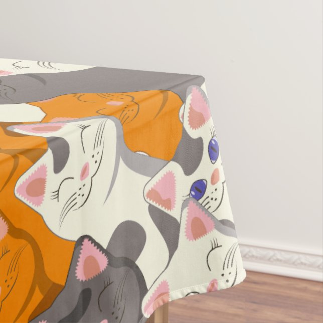 Ginger Weiße Katze Diagonalmuster Tischdecke (Beispiel)