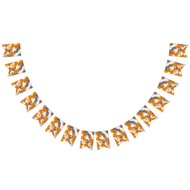 Ginger Weiße Katze Diagonalmuster Wimpelkette (Alle)