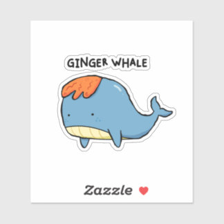 Ginger Whale Pun Die-Cut Aufkleber