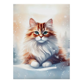 Ginger Winter Cat Poster