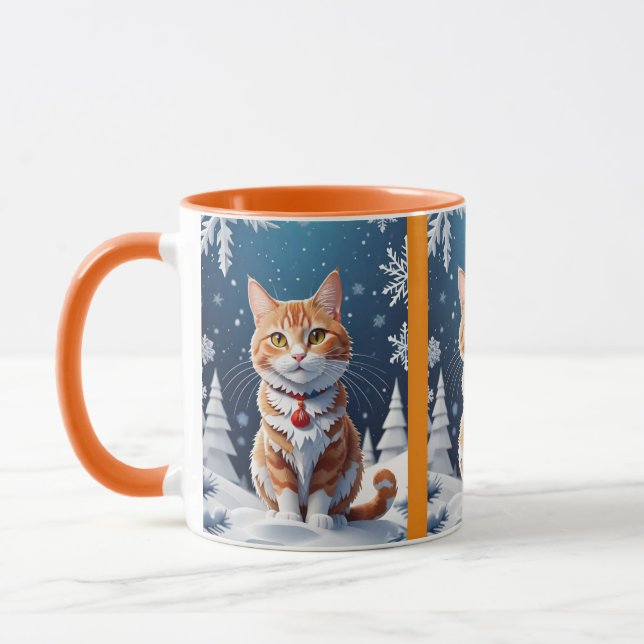 Ginger Winter Christmas Cat Tasse (Links)