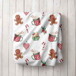 Gingerbread and Hot Cocoa Christmas Fleece Blanket