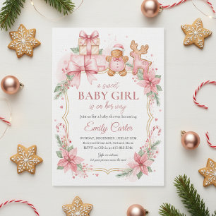 Gingerbread-Baby-Mädchen-Baby-Shower-Einladung Wei Einladung