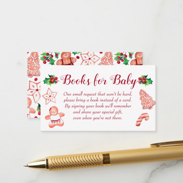 Gingerbread Baby Shower Books for Baby Girl Begleitkarte (Vorderseite/Rückseite Beispiel)