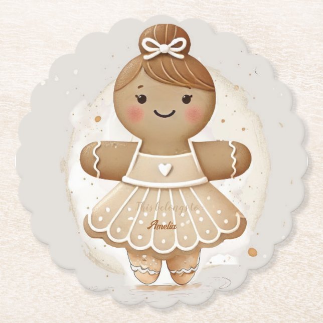Gingerbread Ballerina Personalisiert Paper Unterse Untersetzer (Vorderseite)