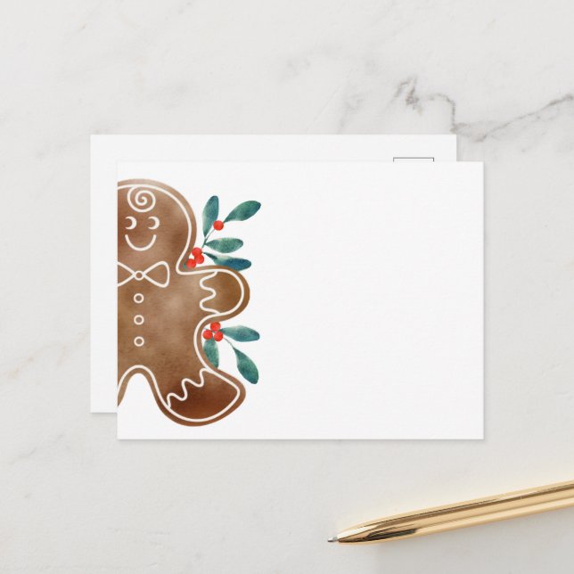 Gingerbread Berry Feiertagspostkarte (Vorderseite/Rückseite Beispiel)