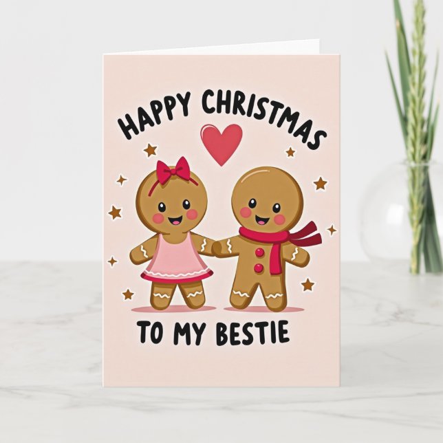 Gingerbread Bestie Christmas Card Karte (Vorderseite)