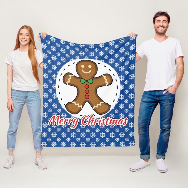 Gingerbread - Blue Snowflakes Pattern - Merry Xmas Fleecedecke (Beispiel)