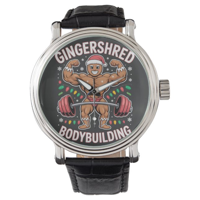 Gingerbread Bodybuilding Christmas Gym gift Armbanduhr (Vorderseite)