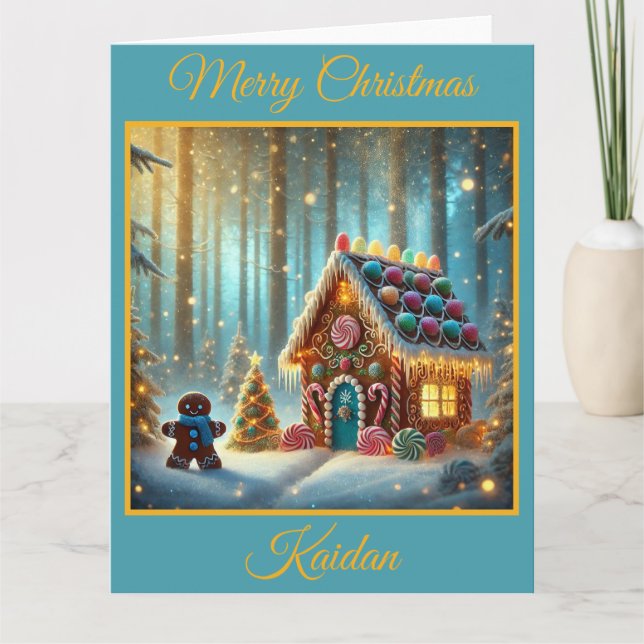 Gingerbread Boy and Gingerbread House Karte (Vorderseite)
