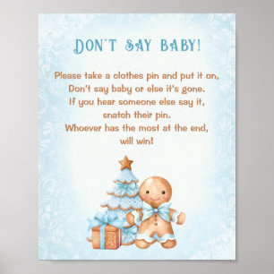 Gingerbread Boy Baby Shower Say Baby Game nicht Poster