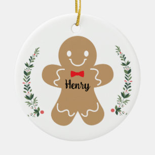 Gingerbread Boy Custom Christmas Holiday Ornament