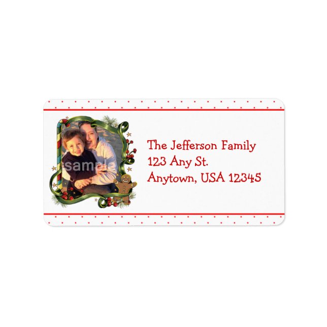 Gingerbread Boy Foto Address Labels Adressaufkleber (Vorne)
