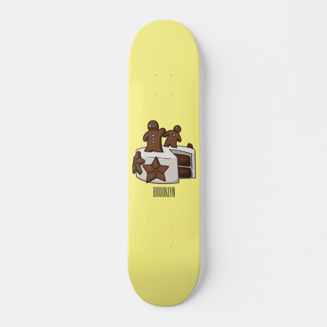 Gingerbread cake cartoon illustration skateboard (Vorne)