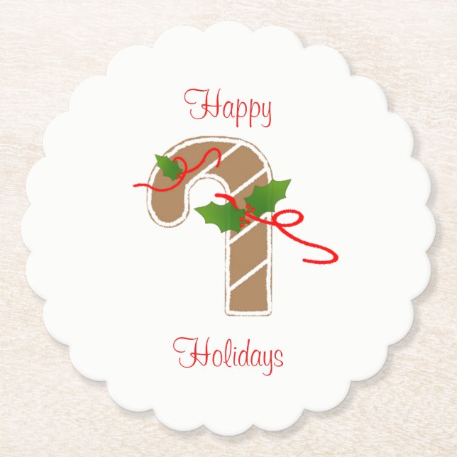 Gingerbread Candy Cane Untersetzer (Vorderseite)