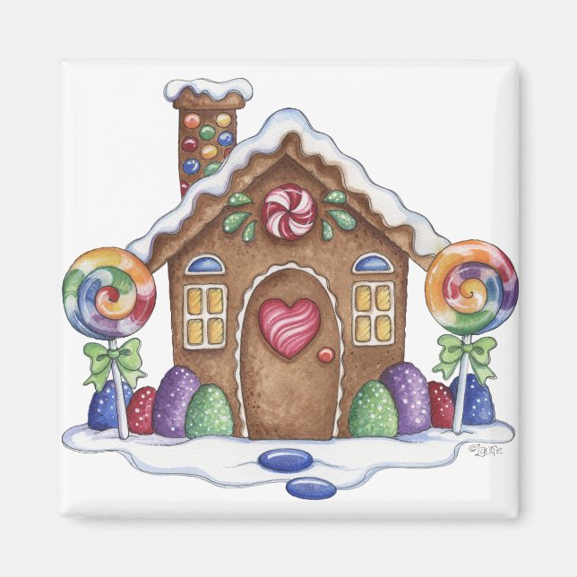 Gingerbread Candy House Kitchen Magnet (Vorne)