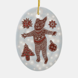 Gingerbread Cat & Cookies Christmas Tree Ornament