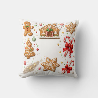 Gingerbread Christmas and Candy Cane Pattern Kissen