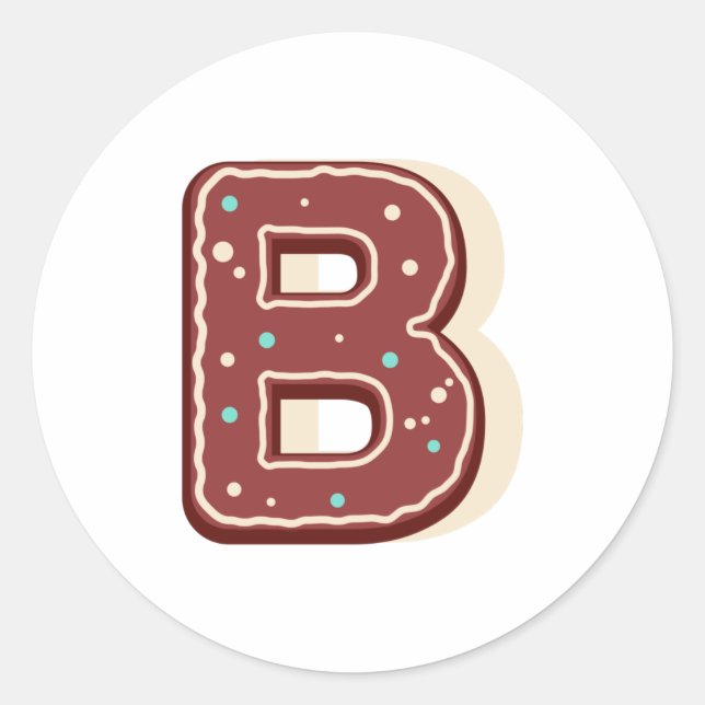 Gingerbread Christmas Anfangsbuchstabe B Runder Aufkleber (Vorderseite)