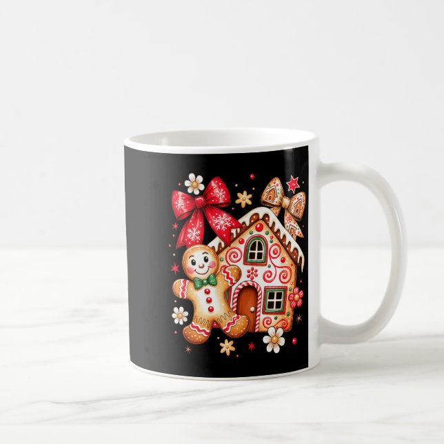 Gingerbread Christmas Bow Christmas House Retro Co Kaffeetasse (Rechts)