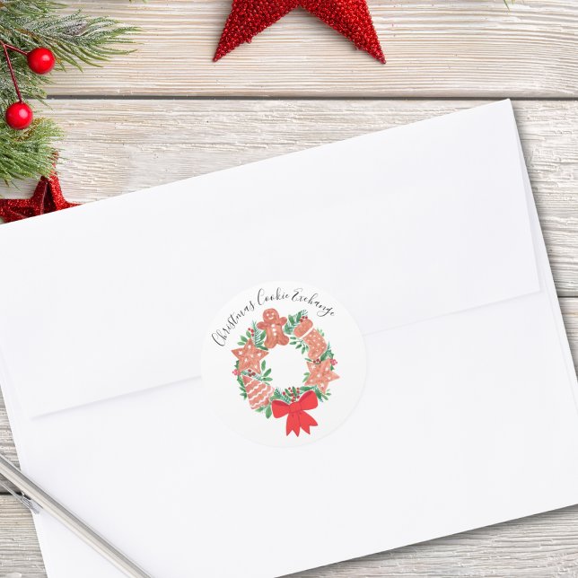 Gingerbread Christmas Cookie Exchange  Runder Aufkleber (Von Creator hochgeladen)