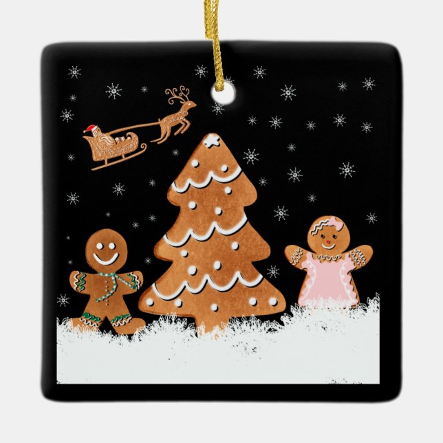 Gingerbread Christmas Eve Keramikornament (Vorderseite)