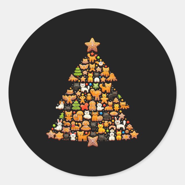 Gingerbread Christmas Tree Funny Gingerbread Anima Runder Aufkleber (Vorderseite)