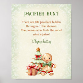 Gingerbread Classic Baby Shower Schnuller Hunt Gam Poster