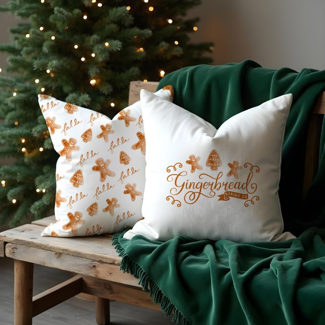 Gingerbread & Co. Wasserfarbe Lebkuchen Kissen (Gingerbread & Co. Watercolor Gingerbread Cookie Throw Pillow)