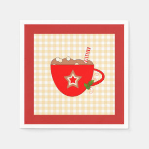 Gingerbread Cocoa Gingham Napkins Serviette
