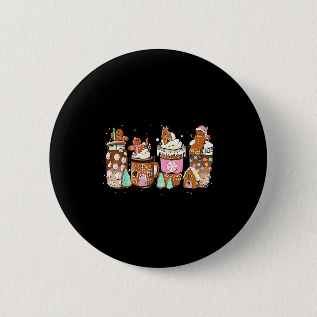 Gingerbread Cookie Christmas Coffee C Latte Drink  Button (Vorderseite)