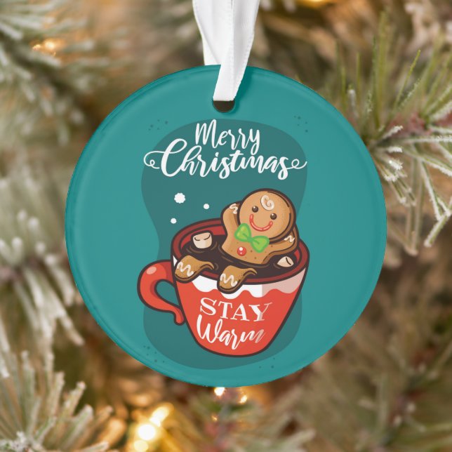 Gingerbread Cookie in a mug Adorno acrílico Ornament (Baum)