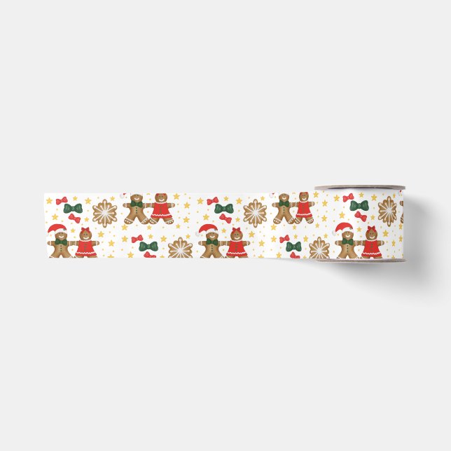 Gingerbread Cookie Pattern Christmas Tissue Paper Satinband (Vorderseite)