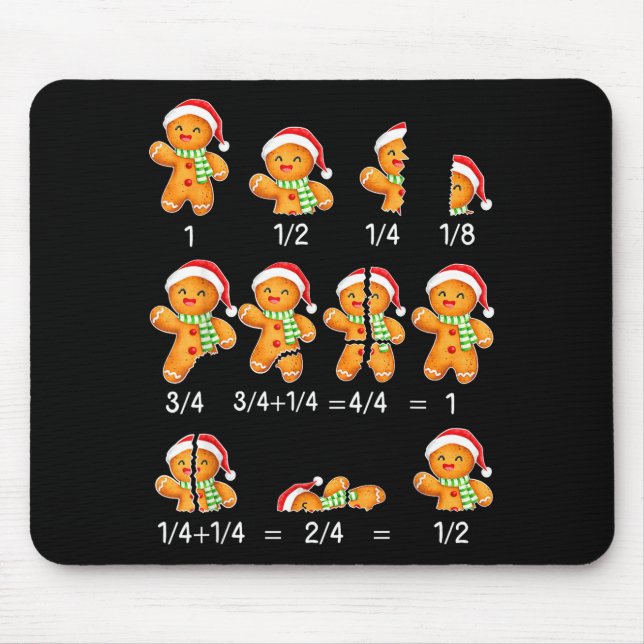 Gingerbread Cookie Santa Hat Fraction Math Teacher Mousepad (Vorne)