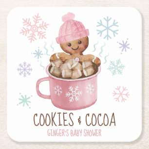 Gingerbread Cookies & Cocoa Girl Baby Shower Rechteckiger Pappuntersetzer