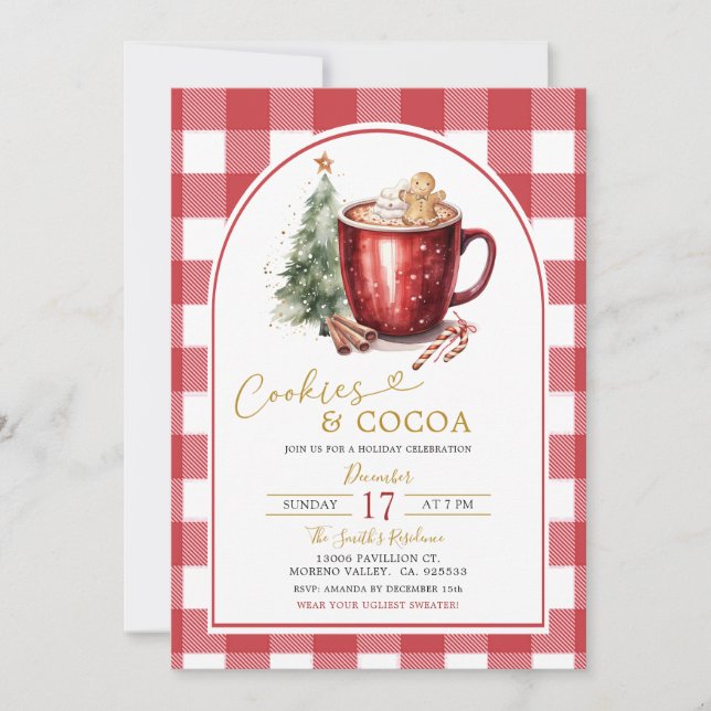 Gingerbread Cookies & Cocoa Holiday Invitation Einladung (Vorderseite)