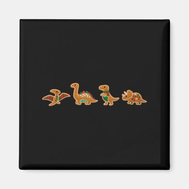 Gingerbread Costume Dinosaur Christmas Cookie Baki Magnet (Vorne)