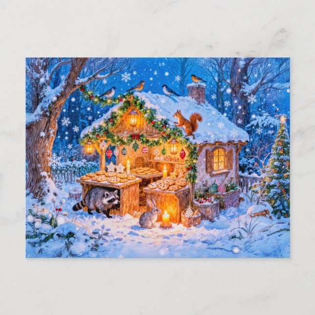 Gingerbread Cottage in the Snow Postkarte (Vorderseite)