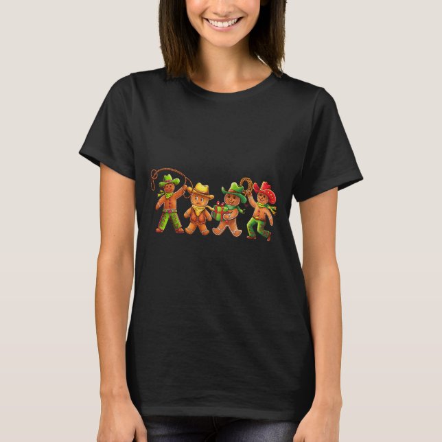 Gingerbread Cowboy Christmas Cookie Baker Western  T-Shirt (Vorderseite)