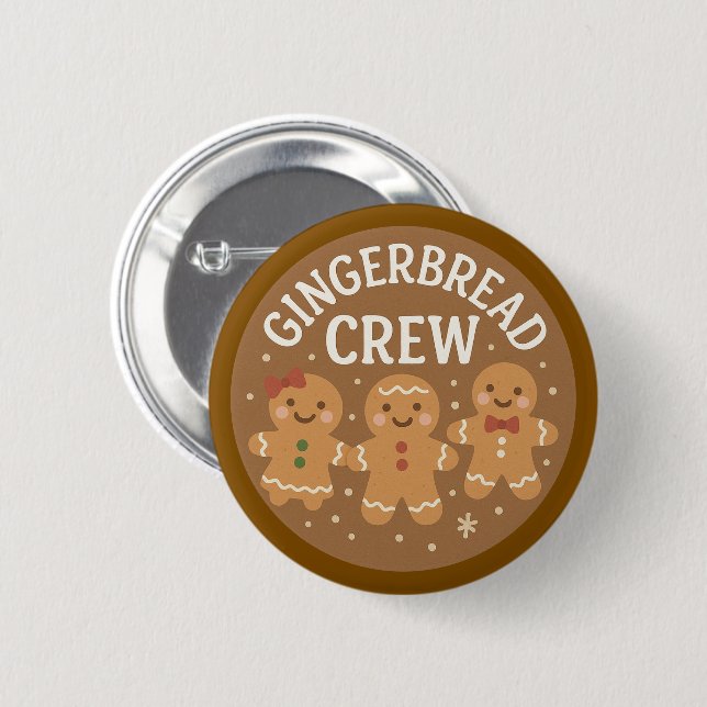 Gingerbread Crew Cute Christmas  Button (Vorne & Hinten)