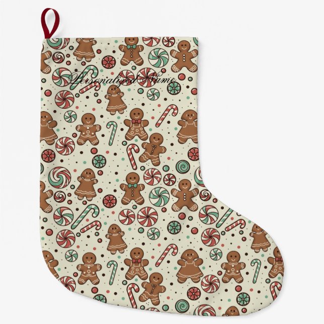 Gingerbread Delight Großer Weihnachtsstrumpf (Vorderseite)