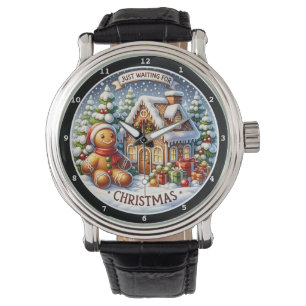 Gingerbread-Dorf Charme Festive Weihnachtswanduhr Armbanduhr