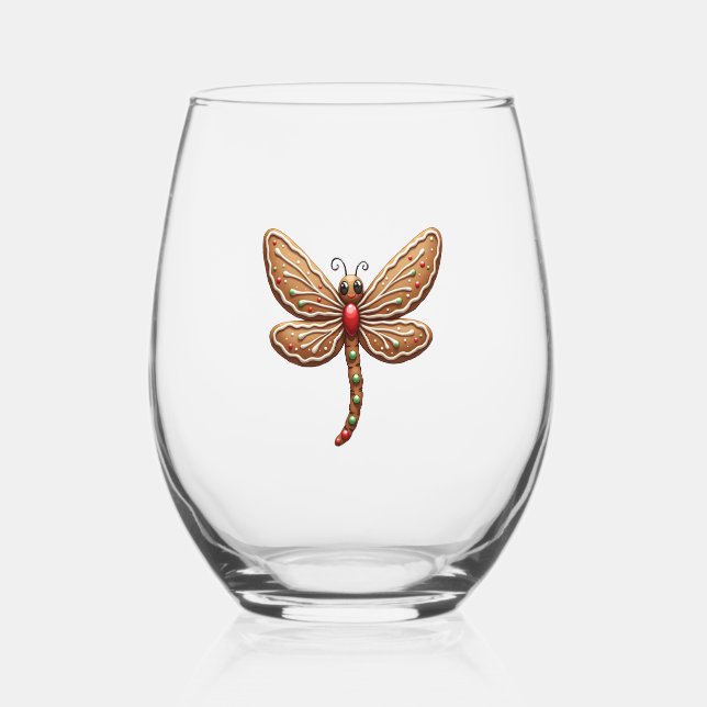Gingerbread Dragonfly Weinglas Ohne Stiel (Vorderseite)