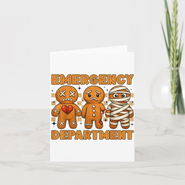 Gingerbread Emergency Department Christmas Nurse D Karte (Vorderseite)
