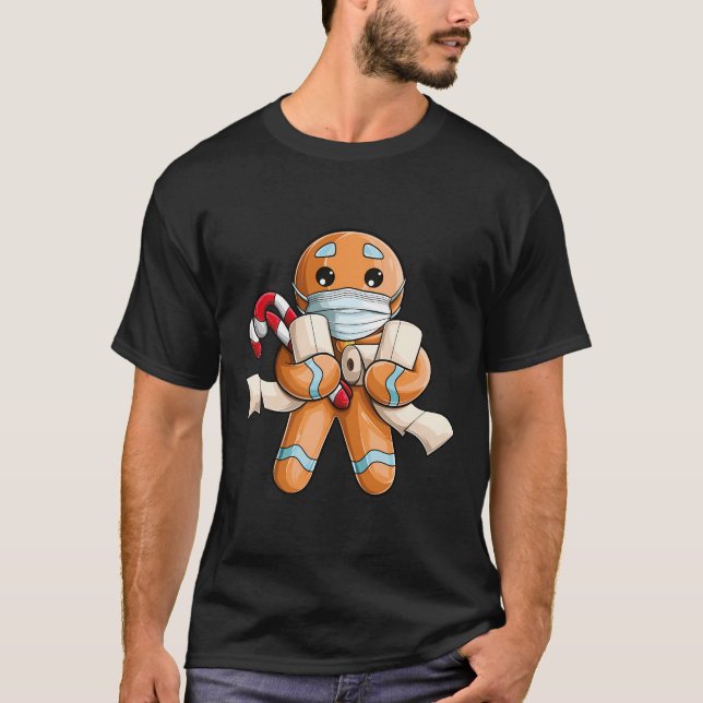 Gingerbread Face Mask Christmas 2020 Quarantine Pa T-Shirt (Vorderseite)