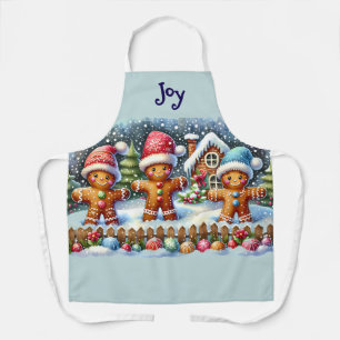 Gingerbread-Familie Schneelandschaft Weihnachten B Schürze