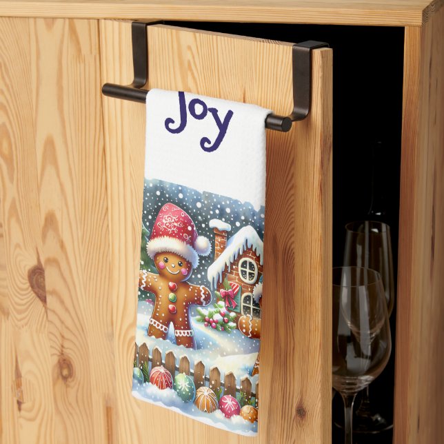 Gingerbread Family Snowy Christmas Scene Geschirrtuch (Drittel gefaltet)
