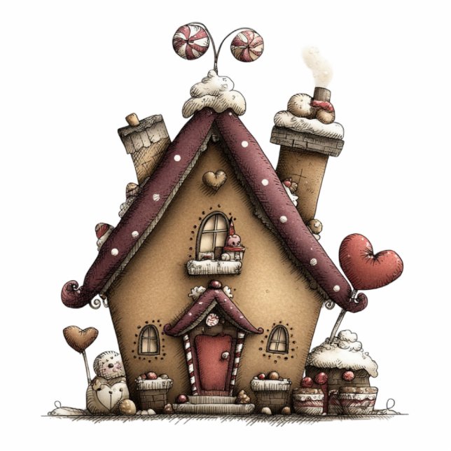  Gingerbread Fantasy Cottage Freistehende Fotoskulptur (Vorne)