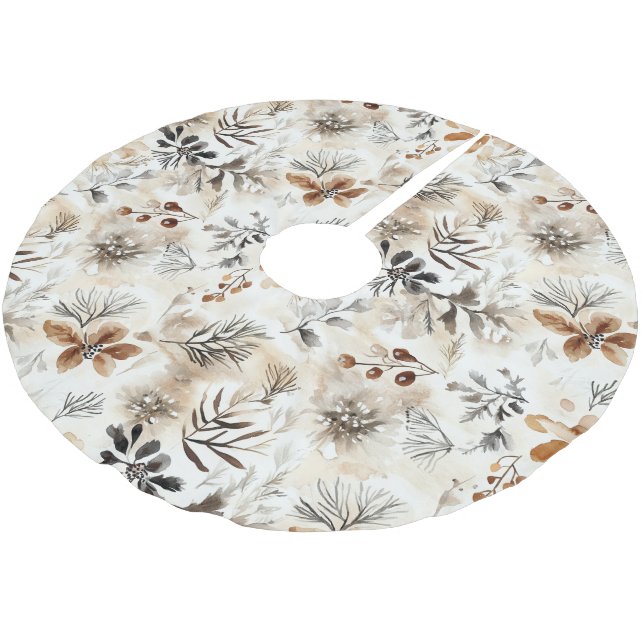 Gingerbread Floral Leaves Christmas Polyester Weihnachtsbaumdecke (Schrägansicht)