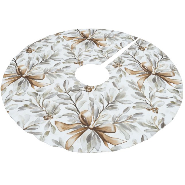 Gingerbread Floral Leaves Christmas Polyester Weihnachtsbaumdecke (Schrägansicht)